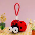 Adorable red plush ladybug insect keychain pendant charm for bag and car decoration - Ladybug
