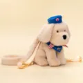 Bonita mochila de peluche de perrito para niños con gorro de marinero azul y correa larga - 35cm / Dorado (Golden Retriever)