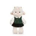 Adorable plush sheep toy dressed in a British school uniform with a green vest and skirt - 45 cm / Dress-up Horned Lamb