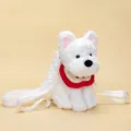 Linda mochila de peluche con forma de perro blanco para niños con correa blanca - 35cm / Blanco (Westie)