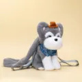 Mochila de peluche para perros con correa larga y bandana azul, diseño de animal - 35cm / Gris (Schnauzer)