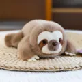 Lindo peluche de perezoso marrón en posición acostada para decoración de escritorio y regalo - Ranura / 20cm