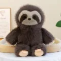 Adorable brown furry sloth plush toy with long soft fur for kids soothing companion - Sloth