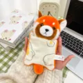 Adorable orange red panda plush keychain with a fried egg pattern cloth accessory - Raccoon