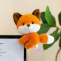 Cute orange fox plush clip for computer monitor and office desk decoration - Fox / 10cm