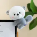 Cute grey and white plush animal clip for computer monitor or office desk decoration - Otter / 10cm