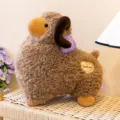 Cute brown ram plush toy with fluffy faux wool and sweet embroidered love you heart detail - Brown / 22cm