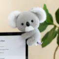 Adorable grey koala plush toy clip for computer monitor or home office desk decor - Koala / 10cm
