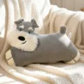 Adorable grey Schnauzer dog plush toy pillow with long body and soft white beard - 52cm / Schnauzer Style
