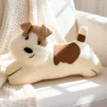 Adorable long Schnauzer plush dog pillow toy in cream and brown for kids birthday gift - 52cm / Foxhound Style