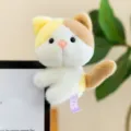 Niedlicher dreifarbiger Plüschkatzen-Clip für Computerbildschirme und Schreibtische - Katze / 10cm