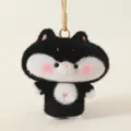 Simpatico portachiavi in peluche Shiba Inu nero con morbida pelliccia e guance rosa - 13cm / Shiba Inu Nero