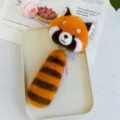 Adorable red panda plush keychain featuring a fluffy striped tail for bags and keys - Red Panda / Total Length 23cm