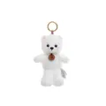 Cute white plush bear keychain with 'Happy' leather tag for bag charm - Polar Bear
