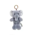 Cute grey elephant plush doll keychain with red-white-blue striped ribbon detail - Elephant