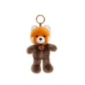 Adorable forest animal red panda plush keychain with Happy leather tag and golden ring - Red Panda