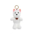 Adorable white forest animal plush puppy keychain pendant with small Happy tag decoration - Westie