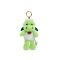 Cute green plush dragon animal keychain pendant with soft fur and golden metal ring - Small Dinosaur