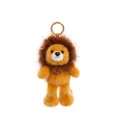 Cute plush lion animal keychain charm with soft brown mane and metallic gold ring - Little Lion
