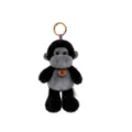 Cute black and grey plush monkey forest animal keychain pendant with gold ring and happy tag - Gorilla