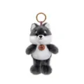 Cute grey and white husky dog plush keychain with gold ring and Happy tag pendant - Husky