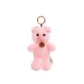Cute pink plush pig keychain featuring soft faux fur and a small Happy tag pendant - Pink Pig