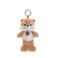 Cute plush fox animal keychain with soft fur golden ring and decorative Happy tag - Otter