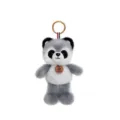 Adorable panda plush keychain pendant featuring soft gray fur and a decorative Happy tag - Raccoon / 0.0