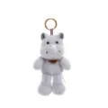 Cute grey rhinoceros plush keychain with gold ring and Happy tag pendant for gift - Rhino