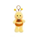Adorable yellow plush bee keychain pendant with soft faux fur and metallic ring - Bee