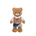 Adorable plush teddy bear doll wearing a stylish brown vest and blue ruffled skirt. - 45 cm / Brown Dress-up Bear