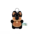 Cute German Shepherd plush toy keychain with golden auspicious tag - Dog / 12cm