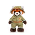 Adorable red panda plush doll wearing a green explorer jumpsuit and adventure hat - 45 cm / Dress-up Red Panda