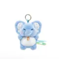 Adorable blue and white elephant plush keychain featuring a golden medallion tag - Elephant / 12cm