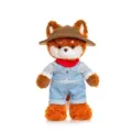 Cute stuffed fox plush toy wearing a safari hat and denim outfit for children gifts - 45 cm / Dress-up Orange Fox