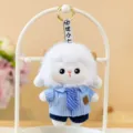 Cute plush sheep keychain wearing a blue striped shirt and tie accessory for backpacks - Shirt Style (Blue) / 13cm