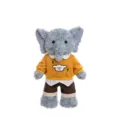 Adorable plush elephant toy wearing a yellow sweater and brown pants, kids gift idea - 45 cm / Dress-up Elephant