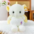 Soft white and yellow plush elephant doll toy for kids gift featuring a cute diaper outfit - 40CM / Beige