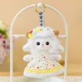 Cute pastoral plush lamb keychain wearing a polka dot dress for girl backpack decor - Polka Dot Style (Yellow) / 13cm