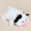 Cute plush cow stuffed animal pillow in soft white and black spotted fur - Cow / 45cm