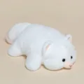 Adorable white soft plush animal doll in a lying position for healing and stress relief - Ferret / 45cm