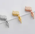 S925 silver pendant bails with pavé cubic zirconia in silver, gold, and rose gold - Style F (Wave Shape) / 1 Piece / Rose Gold