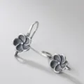 Ganci per orecchini a fiore in argento S925 satinato per creazione gioielli fai-da-te - Stile Fiore a Cinque Petali (E0072-A) / 1 Paio/Confezione / Argento