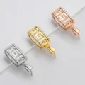 S925 silver pinch bails with CZ stones in silver gold and rose gold finishes - Style E (Geometric G) / 1 Piece / Rose Gold