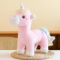 Adorable soft pink rainbow unicorn plush toy with colorful mane and tail for kids gift - 35cm / Pink