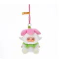 Porte-clés en peluche bébé floral avec visage en vinyle et chapeau fleur rose - 15cm / Rose