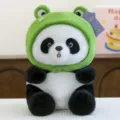 Cute panda plush toy wearing a soft green frog hoodie costume for kids - 25cm / Frog Panda