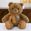 Oso de peluche marrón suave con un lazo grande elegante a juego para decoración - 35cm / Marrón