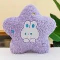 Soft purple star-shaped plush pillow featuring a cute embroidered white bunny decoration - Star / 45cm / Purple