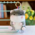 Cute grey and white fluffy hamster plush keychain bag charm with gold ring - 13cm / Grey Hamster